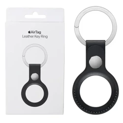 Brelok skórzany do Apple AirTag Leather Key Ring - czarny (Midnight)