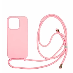 Etui na telefon Apple iPhone 15 Pro Spigen Lanyard Case silikonowe - różowe