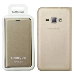 Etui na telefon Samsung Galaxy J1 2016 Flip Wallet - złote